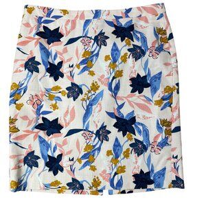 J. Crew Factory Basketweave Floral Lily Pencil Skirt Sz 14 Cotton